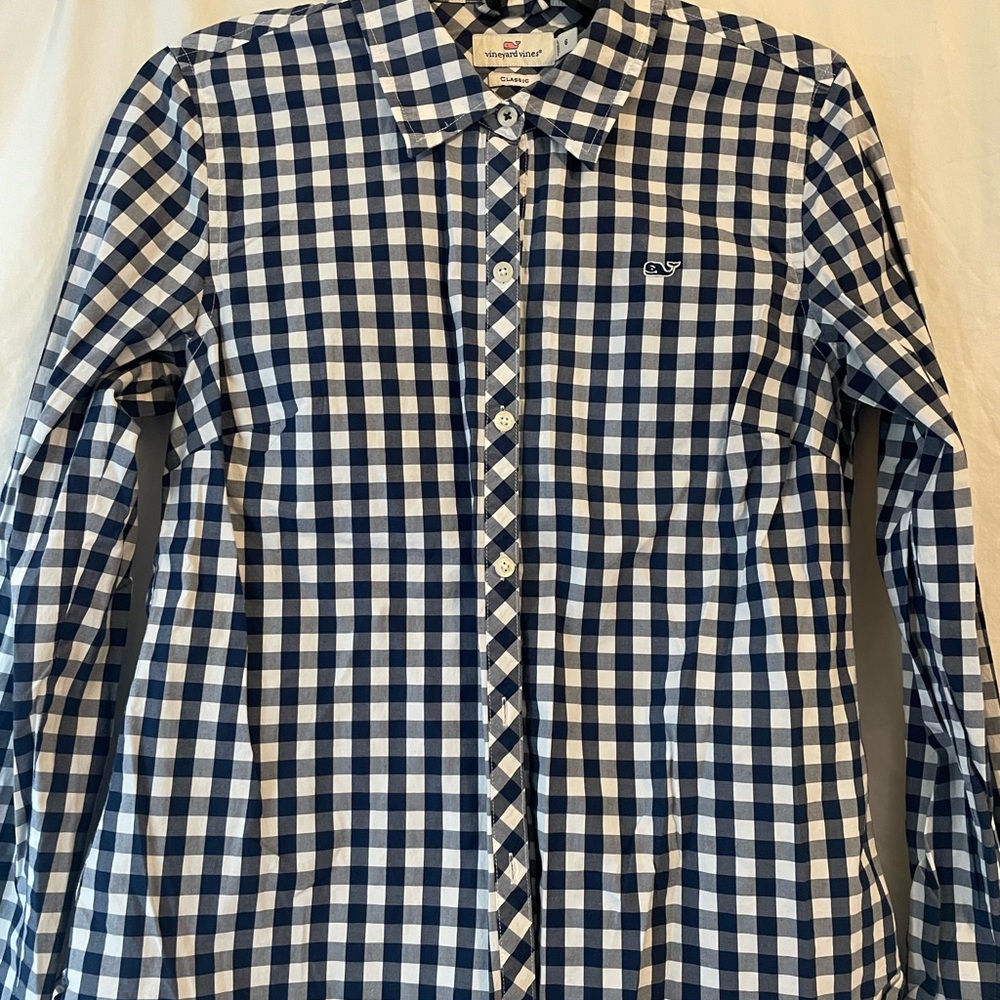 Vineyard Vines Women’s Navy  Checkered Shirt